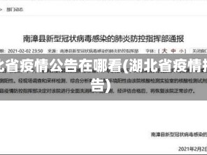 湖北省疫情公告在哪看(湖北省疫情报告)