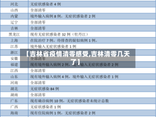 【吉林省疫情清零感受,吉林清零几天了】