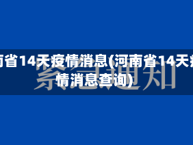 河南省14天疫情消息(河南省14天疫情消息查询)