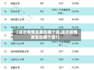 【这次疫情主要在哪个省,这次疫情发生在哪个省?】