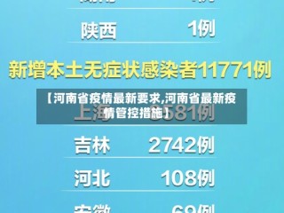 【河南省疫情最新要求,河南省最新疫情管控措施】