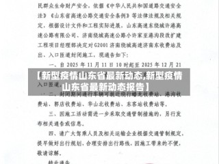 【新型疫情山东省最新动态,新型疫情山东省最新动态报告】