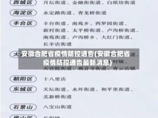 安徽合肥省疫情防控通告(安徽合肥省疫情防控通告最新消息)