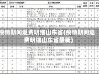 疫情期间退费明细山东省(疫情期间退费明细山东省最新)