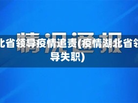 湖北省领导疫情追责(疫情湖北省领导失职)