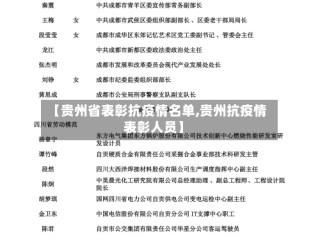 【贵州省表彰抗疫情名单,贵州抗疫情表彰人员】