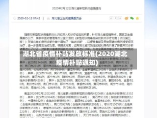 湖北省疫情补贴发放标准(2020湖北疫情补贴通知)