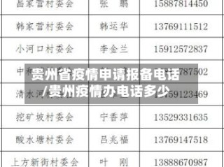 贵州省疫情申请报备电话/贵州疫情办电话多少