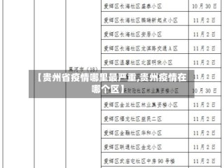 【贵州省疫情哪里最严重,贵州疫情在哪个区】
