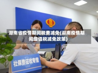 湖南省疫情期间税费减免(湖南疫情期间增值税减免政策)