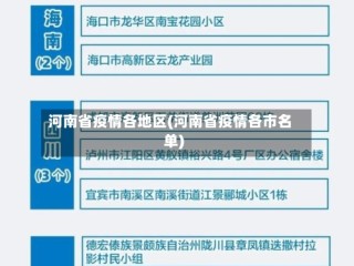河南省疫情各地区(河南省疫情各市名单)