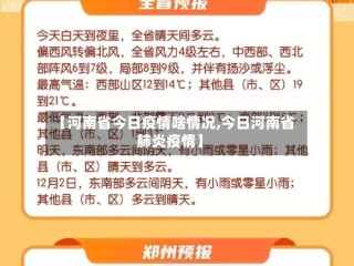 【河南省今日疫情啥情况,今日河南省肺炎疫情】