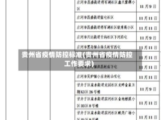 贵州省疫情防控标准(贵州省疫情防控工作要求)