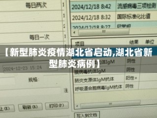 【新型肺炎疫情湖北省启动,湖北省新型肺炎病例】