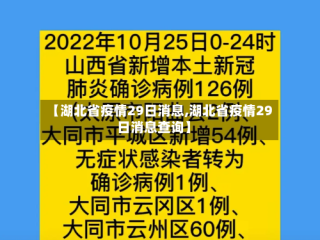【湖北省疫情29日消息,湖北省疫情29日消息查询】