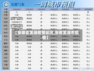 【安徽省芜湖疫情状况,安微芜湖市疫情】