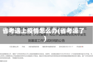 省考遇上疫情怎么办(省考凉了)