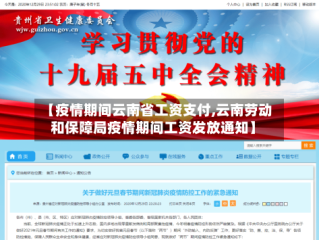 【疫情期间云南省工资支付,云南劳动和保障局疫情期间工资发放通知】