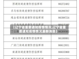 【辽宁省重要通知疫情情况,辽宁省重要通知疫情情况最新消息】
