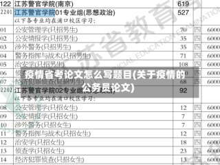 疫情省考论文怎么写题目(关于疫情的公务员论文)