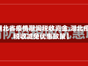 【湖北省疫情期间税收资金,湖北疫情税收减免优惠政策】