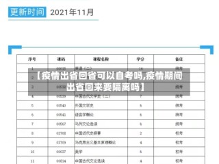 【疫情出省回省可以自考吗,疫情期间出省回来要隔离吗】