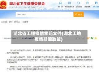 湖北省工程疫情索赔文件(湖北工地疫情期间政策)