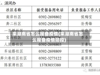 来湖南省怎么报备疫情(来湖南省怎么报备疫情防控)