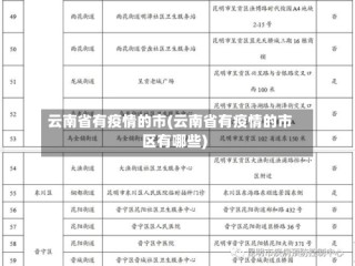 云南省有疫情的市(云南省有疫情的市区有哪些)