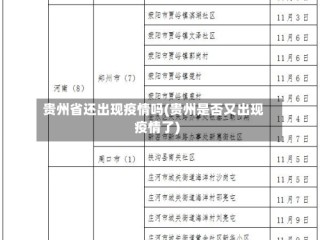 贵州省还出现疫情吗(贵州是否又出现疫情了)