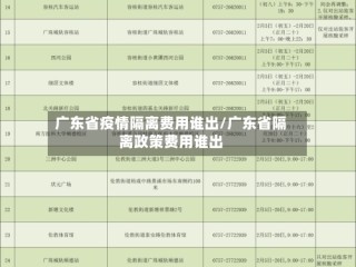 广东省疫情隔离费用谁出/广东省隔离政策费用谁出