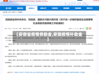 【安徽省疫情救助金,安徽疫情补助金】