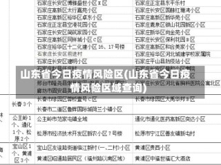 山东省今日疫情风险区(山东省今日疫情风险区域查询)