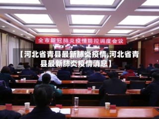 【河北省青县最新肺炎疫情,河北省青县最新肺炎疫情消息】