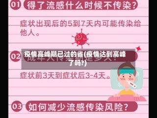 疫情高峰期已过的省(疫情达到高峰了吗?)
