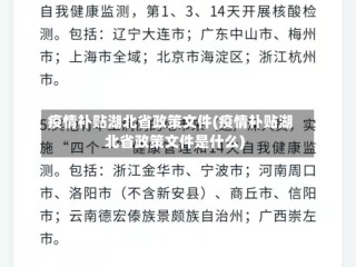 疫情补贴湖北省政策文件(疫情补贴湖北省政策文件是什么)