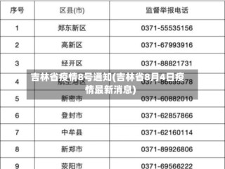 吉林省疫情8号通知(吉林省8月4日疫情最新消息)
