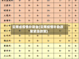 云南省疫情补助金(云南疫情补助政策紧急政策)