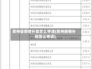 贵州省疫情补助怎么申请(贵州疫情补贴怎么申请)