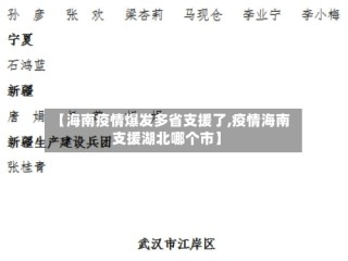 【海南疫情爆发多省支援了,疫情海南支援湖北哪个市】