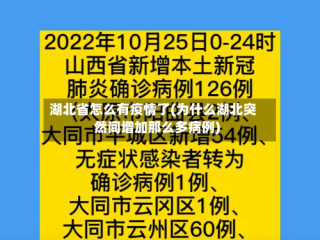 湖北省怎么有疫情了(为什么湖北突然间增加那么多病例)