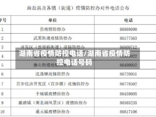湖南省疫情防控电话/湖南省疫情防控电话号码