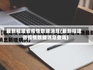 最新福建省疫情数据消息(最新福建省疫情数据消息查询)