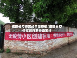 福建省疫情高峰日期查询/福建省疫情高峰日期查询系统