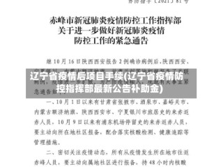 辽宁省疫情后项目手续(辽宁省疫情防控指挥部最新公告补助金)