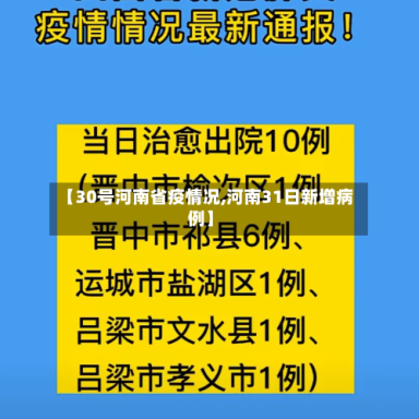 【30号河南省疫情况,河南31日新增病例】