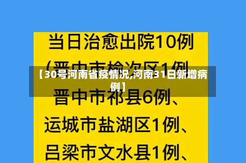 【30号河南省疫情况,河南31日新增病例】