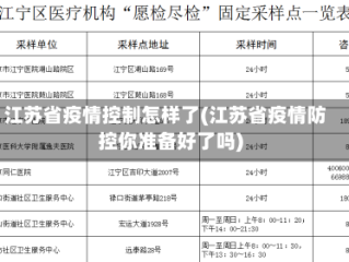 江苏省疫情控制怎样了(江苏省疫情防控你准备好了吗)