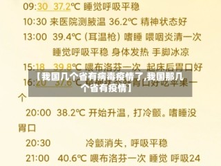 【我国几个省有病毒疫情了,我国那几个省有疫情】