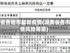 湖南省各地市最新疫情(湖南省各市疫情风险等级)